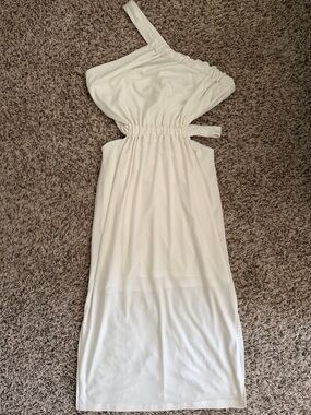 Forever 21 White One-Shoulder Cutout Maxi
